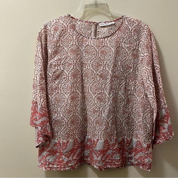 ROLLER RABBIT Cotton Floral Bell Sleeve Top Size XL - Picture 1 of 9
